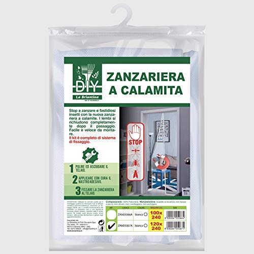 La Briantina Magnetisches Fliegengitter für Türen mit Anti-Insektenmagnet, Weiß, 120 x 240 cm von La Briantina
