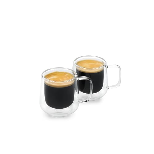 La Cafetière 2er Set Siena Doppelwandige Espressogläser, 100ml isolierte Kaffeetassen mit Henkel für Barista Espresso, stapelbar und leicht von La Cafetiere