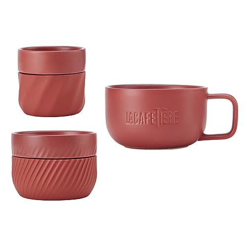 La Cafetière 3pc Kaffee-Liebhaber Familie Becher-Geschenk-Set, mit 380ml, 200ml & 100ml stapelbare Becher mit Silikonhüllen für einfachen Griff, rot La Cafetière 3pc Kaffee-Liebhaber Familie Becher-Geschenk-Set, mit 380ml, 200ml & 100ml stapelbare Becher mit Silikonhüllen für einfachen Griff, rot von La Cafetière