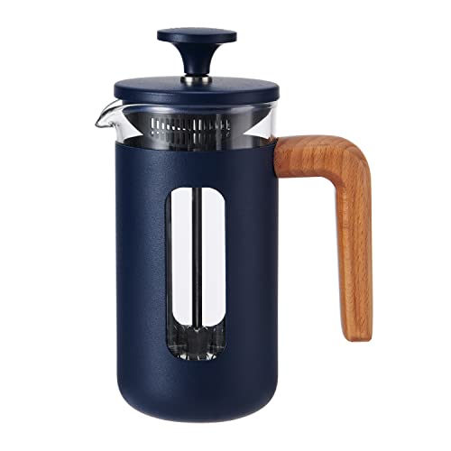 La Cafetière Pisa Cafetière, 3 Tassen/350 ml, hitzebeständiges Borosilikatglas und Edelstahl mit griffigem Kolben, kleine French Press Kaffeemaschine für losen Tee und gemahlenen Kaffee, Marineblau von La Cafetiere