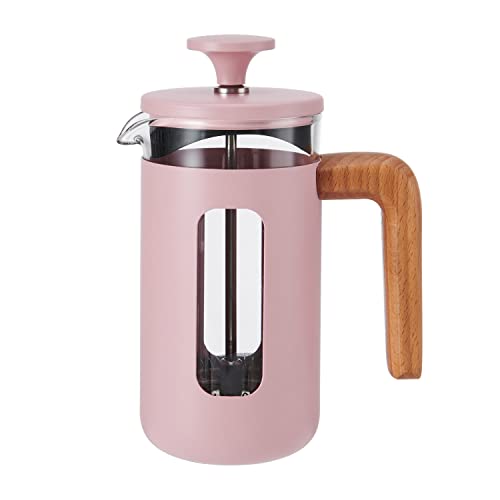 La Cafetière Pisa Cafetière, 3 Tassen/350 ml, hitzebeständiges Borosilikatglas und Edelstahl mit griffigem Kolben, kleine French Press Kaffeemaschine für losen Tee und gemahlenen Kaffee, Rosa von La Cafetiere