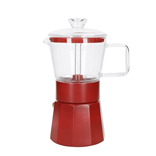 La Cafetière Verona Espressokocher aus Glas, rot, 6 Tassen, in Geschenkverpackung von La Cafetiere