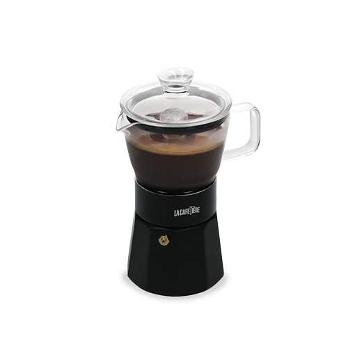 La Cafetière Verona Espressokocher aus Glas, schwarz, 6 Tassen, in Geschenkverpackung von La Cafetiere