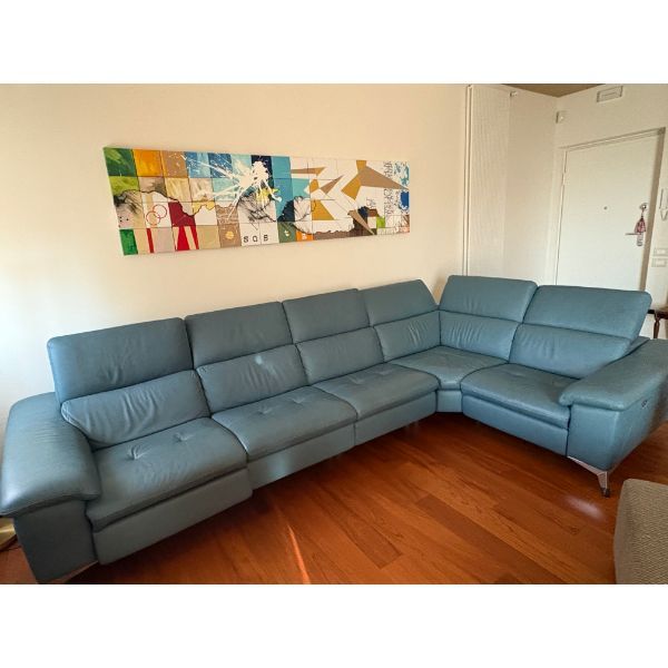 Modulares Blaues Ledersofa von Egoitaliano, La Casa Moderna Modulares Blaues Ledersofa von Egoitaliano, La Casa Moderna von La Casa Moderna