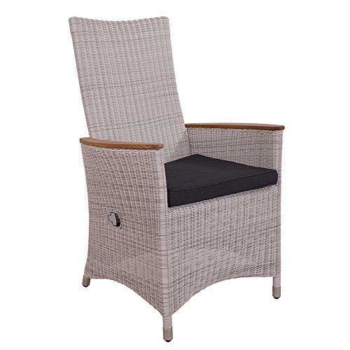 La Casa di Caesar 2er Set Positionsstuhl Chelsea in White Wash Geflecht Polyrattan Gartenstuhl Gartensessel von La Casa di Caesar