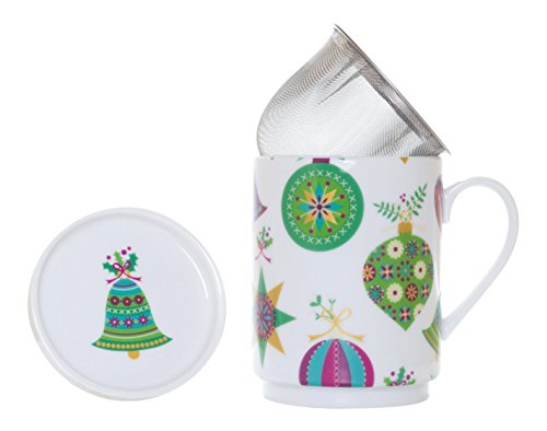 Die Cija Weihnachtskugeln – Kräutertee aus Porzellan mit Edelstahlfilter, Weiß von La Cija