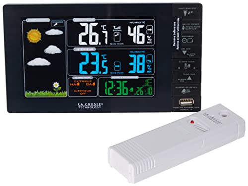 LA CROSSE TECHNOLOGY WS6827-BLA Wetterstation, Farbdisplay, Französisch, Schwarz von La Crosse Technology