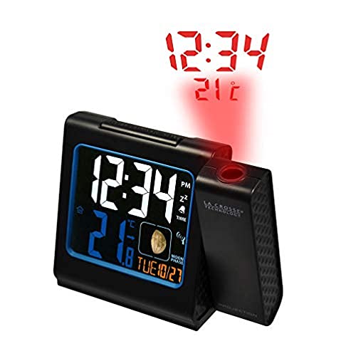 LA CROSSE TECHNOLOGY - WT551 -BLA Funkwecker, mit Projektion in Rot, farbiges LCD-Display, Schwarz 173945 von La Crosse Technology