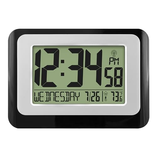 La Crosse Technology W88631 Digitale Atomic Wanduhr mit Temperatur, Schwarz von La Crosse Technology