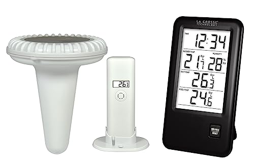 La Crosse Technology WS9068 Temperaturstation mit Sonde für Pool – französisches Display – Schwarz von La Crosse Technology