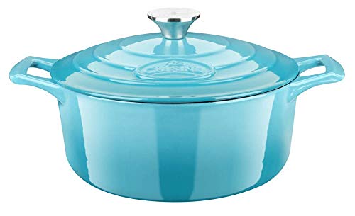 La Cuisine 4175MB Premium Enameled Cast Iron Covered Dutch Oven, Casserole, Pot, 2.1 Quart (QT) - Matte Black enamel coating finish Interior, Pale Blue Porcelain Enamel Exterior von La Cuisine for life