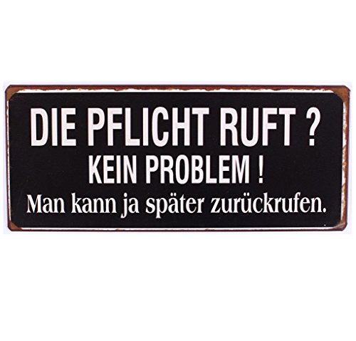 AS4HOME Blechschild - Die Pflicht Ruft! Kein Problem! Man kann ja später zurückrufen! Lustiges Vintage Wandschild aus Metall - Wanddekoration AS4HOME Blechschild - Die Pflicht Ruft! Kein Problem! Man kann ja später zurückrufen! Lustiges Vintage Wandschild aus Metall - Wanddekoration von La Finesse