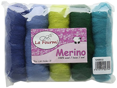 La Fourmi Merino-Wolle, 50 g, Grün/Blau/Türkis, standart von La Fourmi