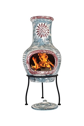 La Hacienda 67034 Swirl Clay Chimenea - Patio Heater - Handmade - Traditional - Log Burner - Sea Blue & Red with Protective Rain Lid and Solid Metal Stand,Medium La Hacienda 67034 Swirl Clay Chimenea - Patio Heater - Handmade - Traditional - Log Burner - Sea Blue & Red with Protective Rain Lid and Solid Metal Stand,Medium von La Hacienda