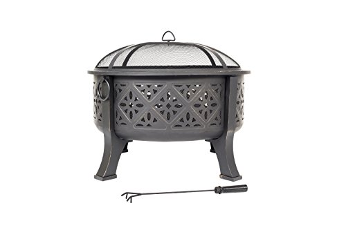 La Hacienda Moresque Feuerkorb - Feuerkorb für den Garten - Feuertonne & Feuerstelle - Feuerschale Feuerkorb aus stabilem Stahl mit Grill - 76x76x68 cm von La Hacienda