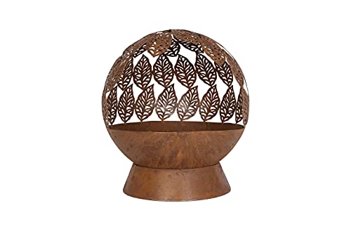 La Hacienda Leaves Globe Rost Feuerkorb - Feuerkorb für den Garten - Feuertonne & Feuerstelle - Feuerschale Feuerkorb aus stabilem Stahl - Feuerkorb mit Grillrost 50x50x61 cm von La Hacienda