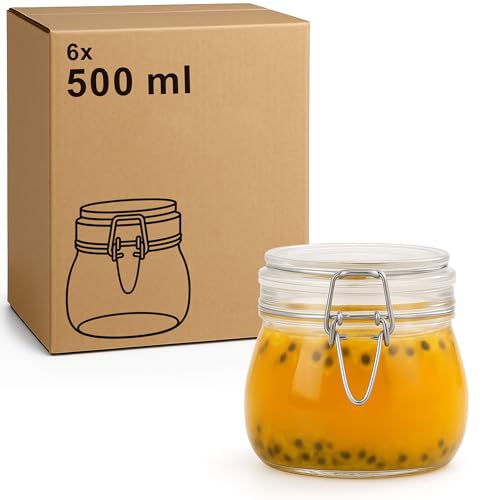 La Home by Chris Einmachglas mit Drahtbügel - Vorratsglas mit Deckel & Dichtung, geeignet zum Befüllen & Einmachen (6, 500ml) von La Home by Chris