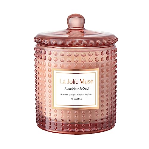 LA JOLIE MUSE Duftkerze im Glas, Damaszener Rose Duftkerze, Natürliche Wachskerze mit Floralem Aroma, 75 Std Brenndauer, Geschenk für Frauen, 285g von La Jolíe Muse