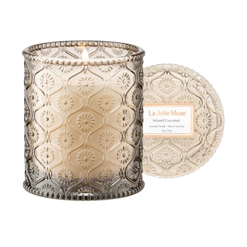 LA JOLIE MUSE Island Coconut Duftkerzen, Duftkerzen für zuhause, Geschenke für Frauen, natürliche Soja-Wachs-Kerze, ca. 170 g (6 oz) 40 h Brenndauer von La Jolíe Muse