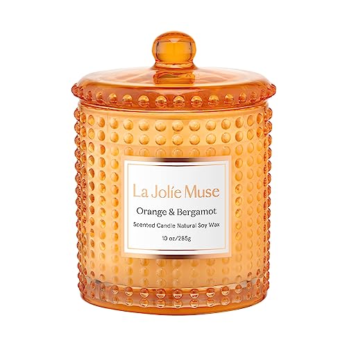 LA JOLIE MUSE Orange & Bergamotte Duftkerze, Orangenkerze für Ihr Zuhause, Zitruskerze, natürliche Sojakerzen, Luxuskerzen im Glas, Brenndauer: 75 Stunden, Geschenke für Frauen, 285 g, 10 oz von La Jolíe Muse