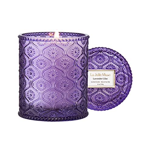 La Jolíe Muse Duftkerze im Glas Lavendel Flieder, Kerzengeschenk für Frauen wohltuende Muttertagsgeschenk 55 Stunden Brenndauer, 230g von La Jolíe Muse