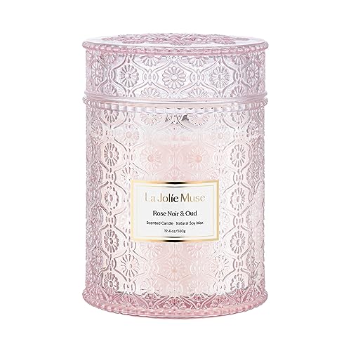 La Jolíe Muse Duftkerze im Glas, Wild Rose Duftkerze, 550g, Natürliche Kerze für zu Hause, 90 Stunden lang brennend, Geschenk Kerze großes Glasgefäß von La Jolíe Muse