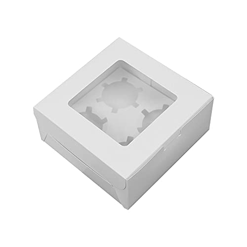 La Llareta Cupcake Box, 20 Stück Cupcake Muffin Box, Muffin Karton, mit Beobachtungsfenster Und Herausnehmbarer Innenstütze, für Cookies, Cupcake, Pastry Packaging, Muffin (Weiß 4 Loch) von La Llareta