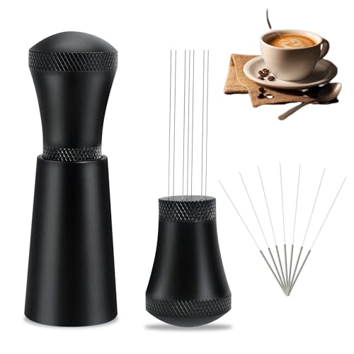 La Llareta Edelstahl Nadel Kaffee, Espresso Verteilung Werkzeuge, Kaffee Lose Pulvernadel, Lösen Sie Kaffeeklumpen, mit 7 Nadeln plus 10 Ersatznadeln, Mattschwarz von La Llareta