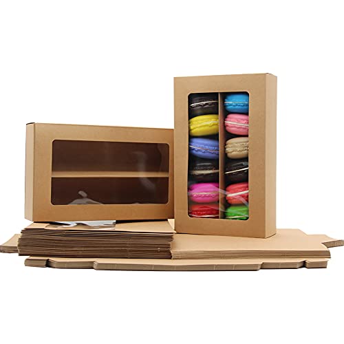 La Llareta Macaron Box, 25 Stücke Cookie Dessert Party Verpackung Box, Muffin Box, mit Klarem Fenster, für Donuts, Mini Cupcakes, Kekse, Muffins, Macarons von La Llareta