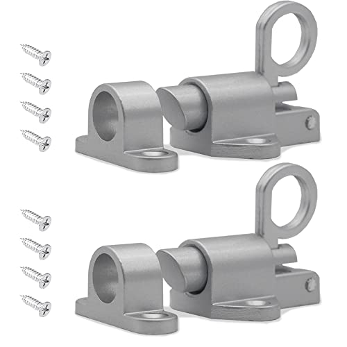 2 Stücke Türriegel, Fenster Türschlossschloss, Automatische Türriegel, mit Schrauben Automatischer Rückprall Spring Riegelschloss für Fenster, Schuppen, Tor, Toilette, WC Schlafzimmer (Silber) von La Llareta