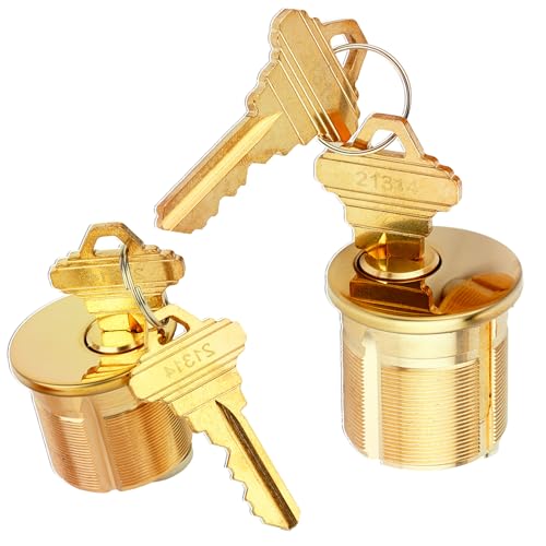 Einsteckzylinder aus Messing, gleichschließend mit 4 Schlüsseln für SC1 Keilnut, Standard-Türschlosszylinder, Ersatz-Türschloss, Gold-Finish (2,5 cm – 25,4 mm Länge) von La Macaza