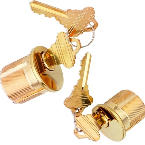 Einsteckzylinder aus Messing, gleichschließend mit 4 Schlüsseln für SC1 Keilnut, Standard-Türschlosszylinder, Ersatz-Türschloss, Gold-Finish (3,8 cm Länge) von La Macaza