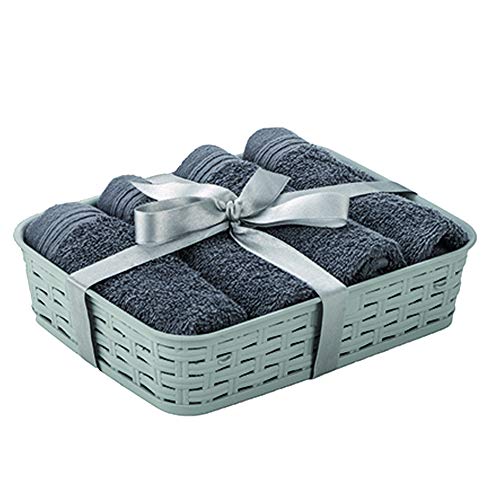 La Maison 1975 Set 4 Handtuch 30x30cm Grau mit Korb Widder, Baumwolle, 30x30 cms von La Maison 1975