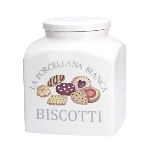 LA PORCELLANA BIANCA Dekorative Keksdose mit Deckel aus Porzellan 3,5l Plätzchendose Gebäckdose Aufbewahrungsbox Porzellandose von LA PORCELLANA BIANCA