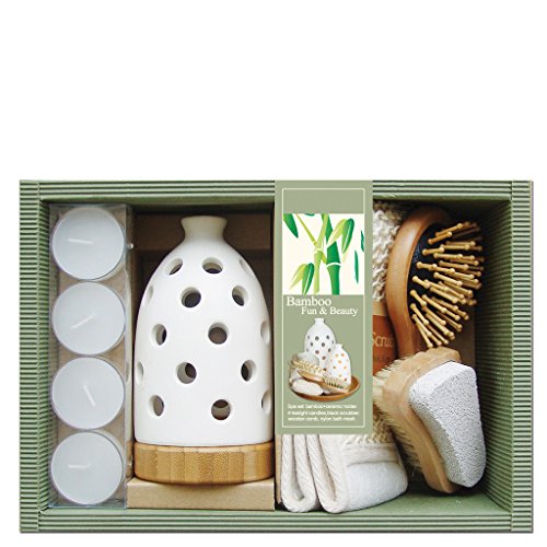 LAROOM 13855 – Geschenkset SPA mit porta-velas und 4 Kerzen, weiß von La Room