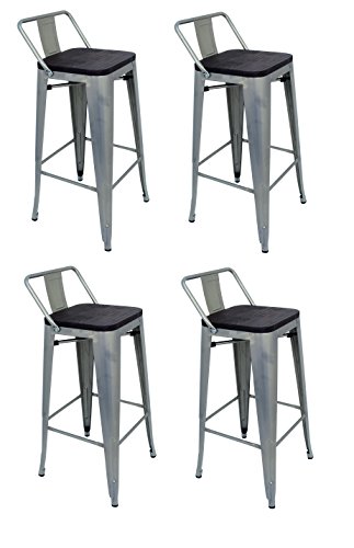 Die spanische Stuhl tólix Pack Barhocker mit Lehne, Edelstahl, Grau, 53.50 X 52 X 73 cm, 4 Stück von La Silla Española