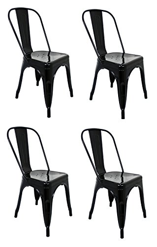 La Silla Española Die spanische Stuhl tólix Pack Stühle mit Rückenlehne, Edelstahl, Schwarz, 53.50 X 52 X 73 cm, 4 Stück von La Silla Española