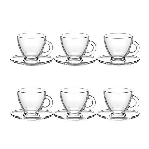 Lav Espressoglas-Set mit Tasse und Untertasse, modernes 12-teiliges Kaffee-Serviergeschirr von La-V