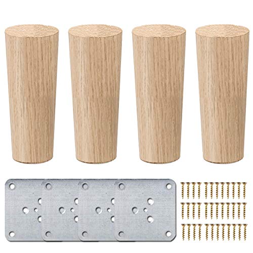 La Vane 12cm Holz Tischbeine, 4 Stück Massivholz Konisch Ersatz Möbelfüße Möbelbeine mit Montageplatten & Schrauben für Sofa Bett Schrank Couch Stuhl von La Vane