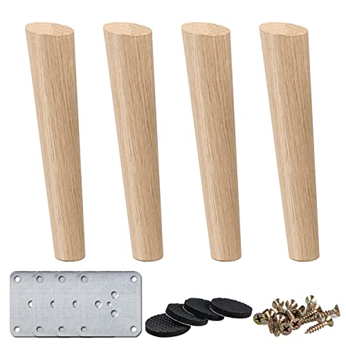 La Vane 40cm Holz Tischbeine, 4 Stück Massivholz Schräg Konisch Ersatz Möbelfüße Möbelbeine mit Montageplatten & Schrauben für Sofa Bett Schrank Couch Stuhl von La Vane