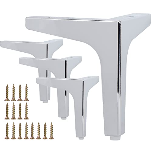 La Vane 4er Set Metall Möbelfüße (17cm Höhe) Silber - Diamant-Dreieck Design für Schrank, Sofa, Couch & Regal | Stabile Ersatzbeine mit Schrauben | Einfache DIY Montage von La Vane