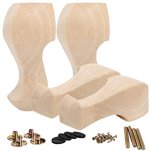 La Vane 20cm Holz Möbelfüße, 4 Stück Europäisch Stil Massivholz Geschnitzten Ersatz Tischbeine Möbelbeine Dekoration für Sofa Bett Schrank Couch Stuhl von La Vane