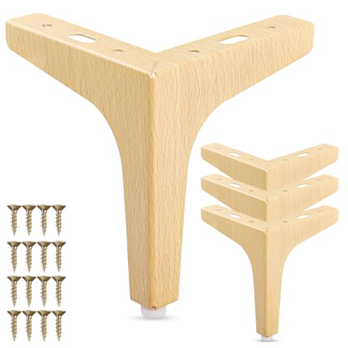 La Vane 4er Set Metall Möbelfüße (15cm Höhe) Holzfarbe - Diamant-Dreieck Design für Schrank, Sofa, Couch & Regal | Stabile Ersatzbeine mit Schrauben | Einfache DIY Montage von La Vane