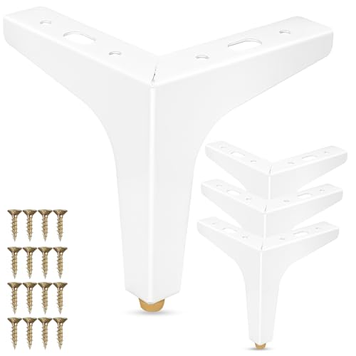 La Vane 4er Set Metall Möbelfüße (17cm Höhe) Weiß - Diamant-Dreieck Design für Schrank, Sofa, Couch & Regal | Stabile Ersatzbeine mit Schrauben | Einfache DIY Montage von La Vane
