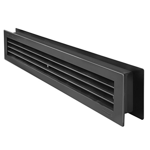 La Ventilazione PT489N Lüftungsgitter aus Kunststoff, rechteckig, 480 x 98 mm, teleskopisch, Schwarz von La Ventilazione