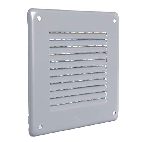 Die Ventilation GL10RG Viereck-Ventilationsgitter aus lackiertem Blech grau mit Netz, Maße 140 x 140 mm von La Ventilazione