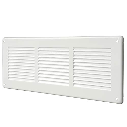 Die Ventilation GL30B Lüftungsgitter Eckig aus weiß lackiertem Blech von Ablappen, Maße 340 x 140 mm von La Ventilazione