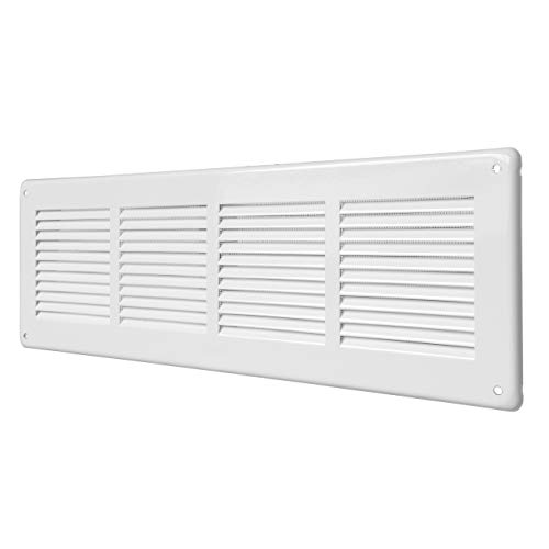 Die Ventilation GL4014RB Ventilationsgitter rechteckig aus weiß lackiertem Blech mit Insektennetz Maße 440 x 140 mm von La Ventilazione