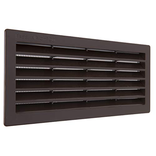 La Ventilazione P25R2510M Rechteckiges Lüftungsgitter aus braunem Kunststoff zum Einbauen mit Insektenschutznetz. Maße: 254 x 108 mm, 254x108 mm von La Ventilazione