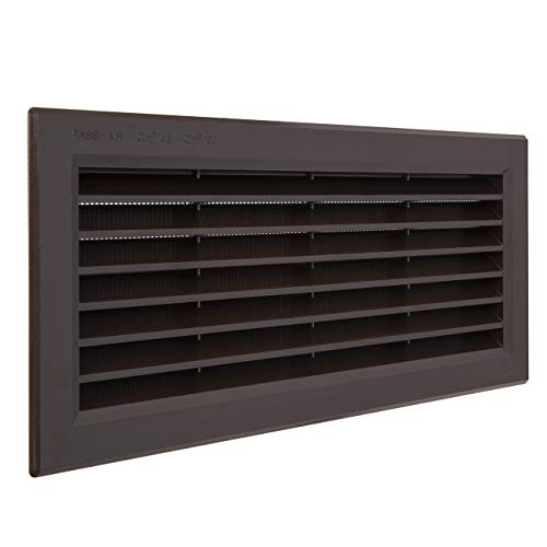 La Ventilazione P31R13M Lüftungsgitter rechteckig Kunststoff braun Einbaugitter mit Insektennetz Maße 315x136mm von La Ventilazione